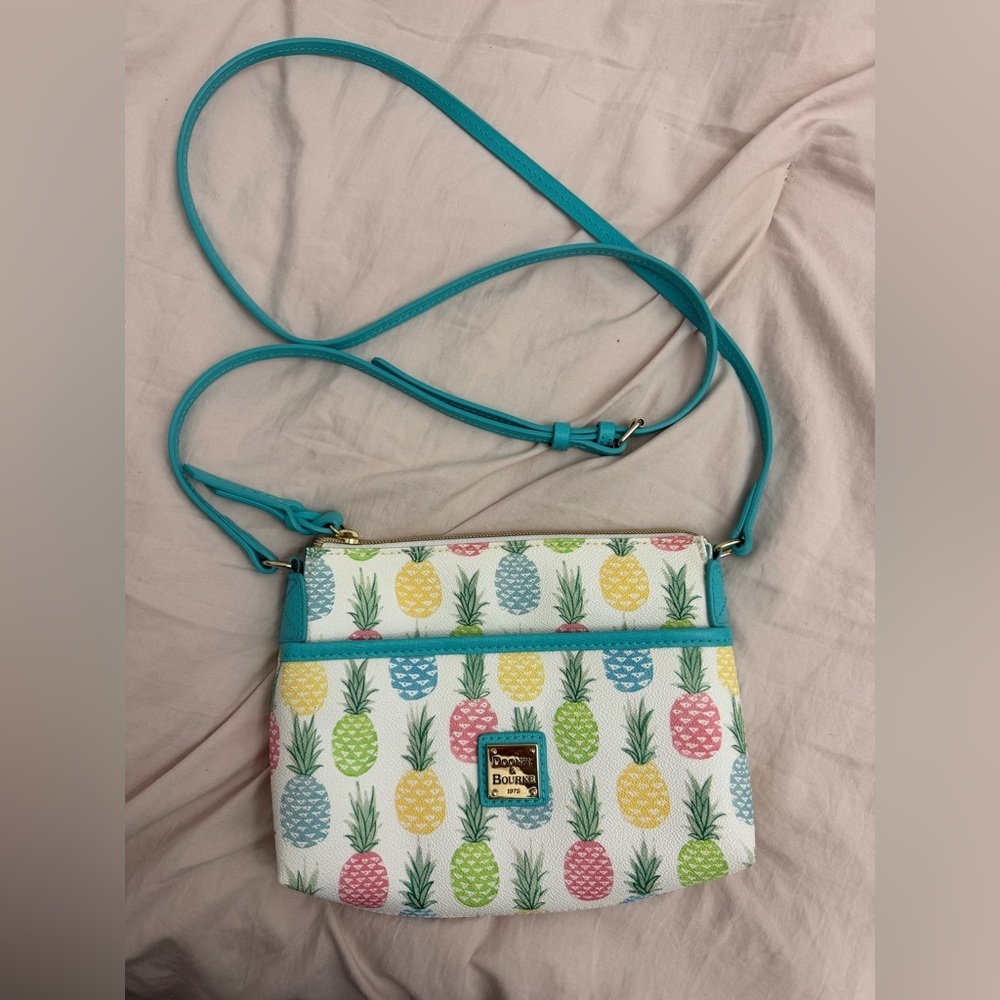 Dooney & Bourke Teal-Trim Pineapple Print Crossbody Bag